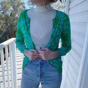 Green and Light Blue J. Crew Cardigan